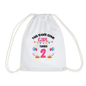 Parasaurolophus Girls Design Birthday Party - Drawstring Bag - white - Front