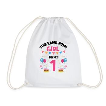 Parasaurolophus Girls Design Birthday Party - Drawstring Bag - white - Front