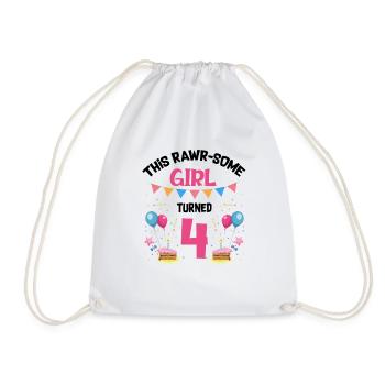 Parasaurolophus Girls Design Birthday Party - Drawstring Bag - white - Front