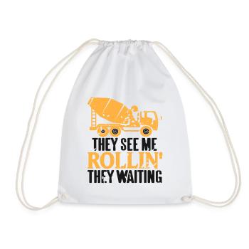 Concrete construction design for construction workers and construction site - Drawstring Bag - white - Front