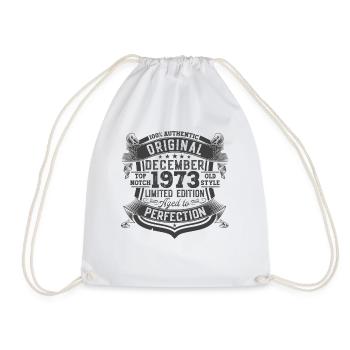 December Born 1973 49th birthday gift - Drawstring Bag - white - Front