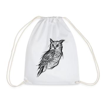Owl sketch - Drawstring Bag - white - Front
