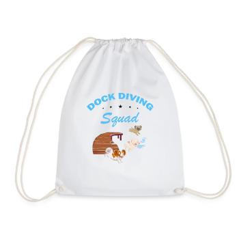 Dock Diving Design for Dog Jumping and Dock Dog - Drawstring Bag - white - Front