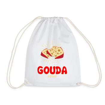 Cheese factory quote for Gouda cheese and Gouda lovers - Drawstring Bag - white - Front