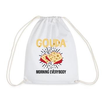 Gouda design for cheese dairy and Gouda cheese - Drawstring Bag - white - Front