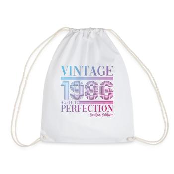 Vintage vintage 1986 37th birthday gift woman - Drawstring Bag - white - Front