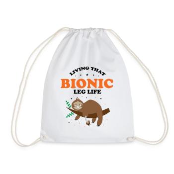 Artificial leg design for leg prostheses - Drawstring Bag - white - Front
