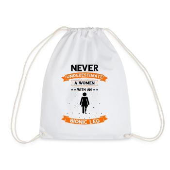 Artificial limb design for leg prosthesis - Drawstring Bag - white - Front