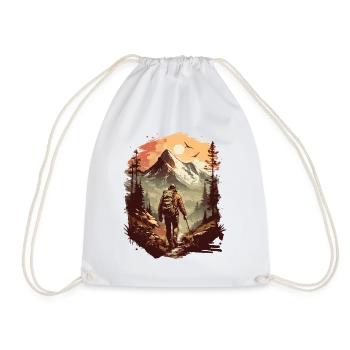 Hiking Mountain Mountains Mountaineering Climbing Nature - Drawstring Bag - white - Front