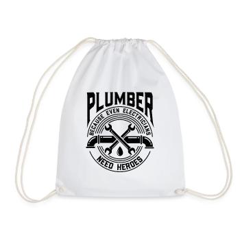 Plumber Because Even Electricians Need Heroes - Drawstring Bag - white - Front