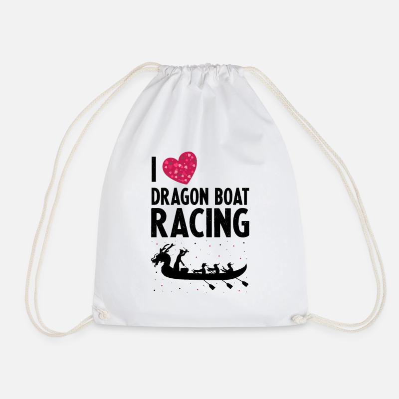 Dragon Boat and Dragon Boat Crew - Drawstring Bag - white