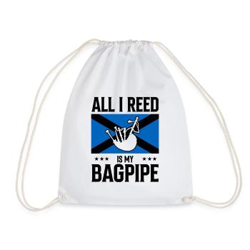 Bagpipes for bagpipers and Scots - Drawstring Bag - white - Front