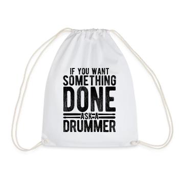 Schlagzeug Spieler Drummer - Turnbeutel - Weiß - Vorne