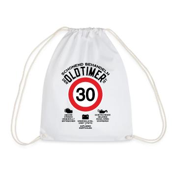 SCHONEND BEHANDELN 30. GEBURTSTAG OLDTIMER 1993 - Turnbeutel - Weiß - Vorne