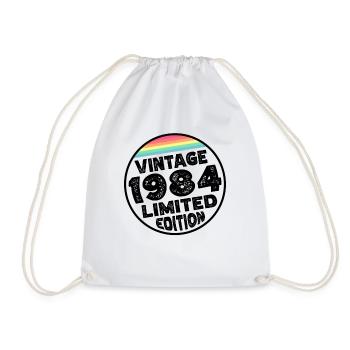 Vintage 1984 Birthday Gift Birthday Party - Drawstring Bag - white - Front