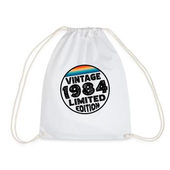 Vintage 1984 Birthday Gift Birthday Party - Drawstring Bag - white - Front