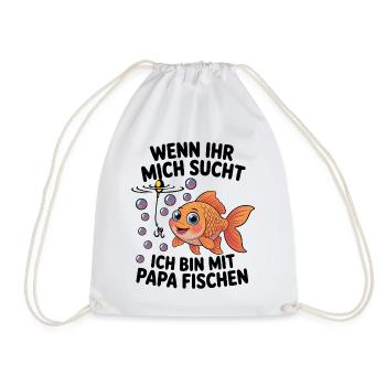 Fischen Angeln mit Papa und lustiger Spruch - Turnbeutel - Weiß - Vorne