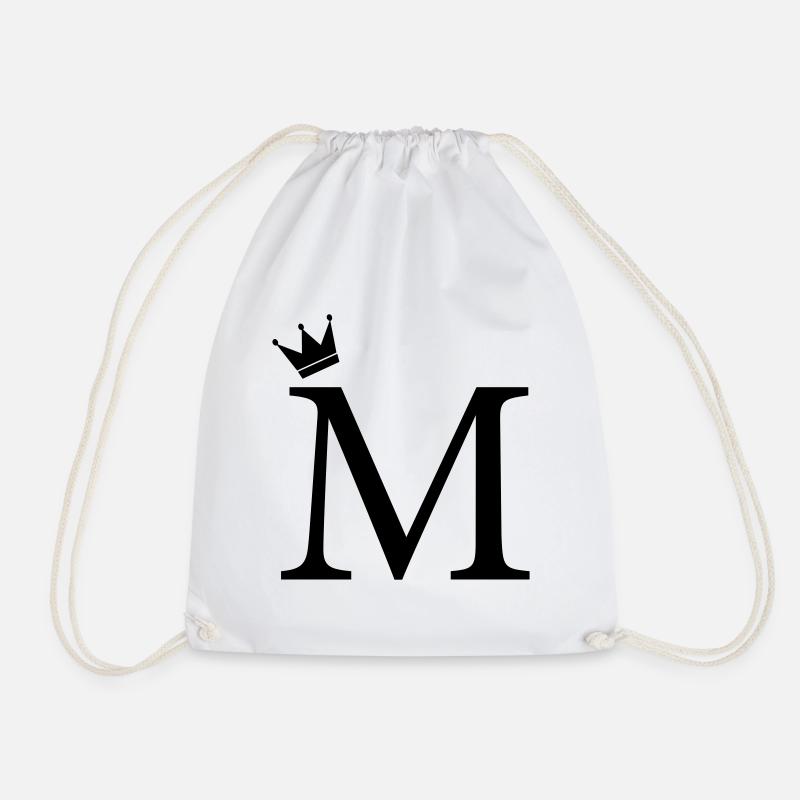 M-Monogramm-Krone - Turnbeutel - Weiß