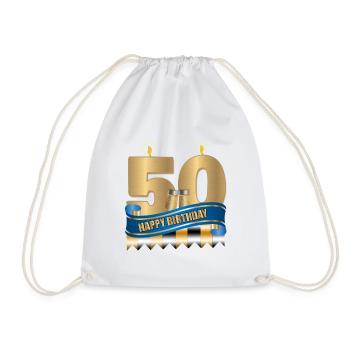 50. Geburtstag - Turnbeutel - Weiß - Vorne