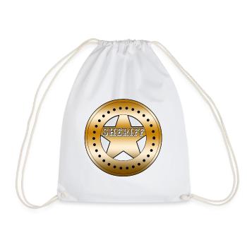 Sheriff badge shield - Drawstring Bag - white - Front