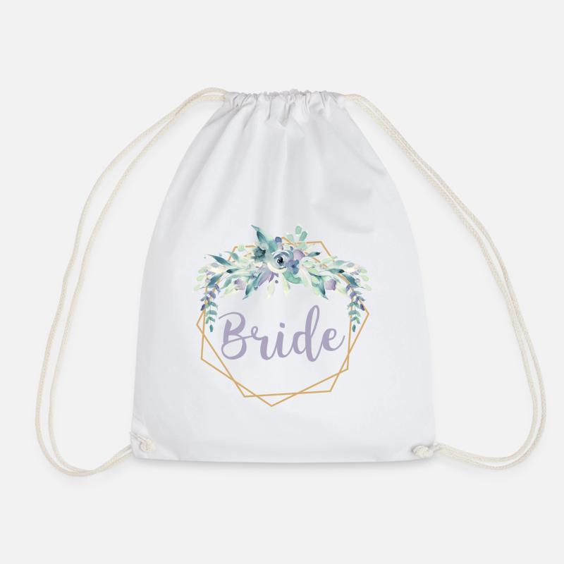 Bride boho. Floral Bride. Flowers wedding - Drawstring Bag - white