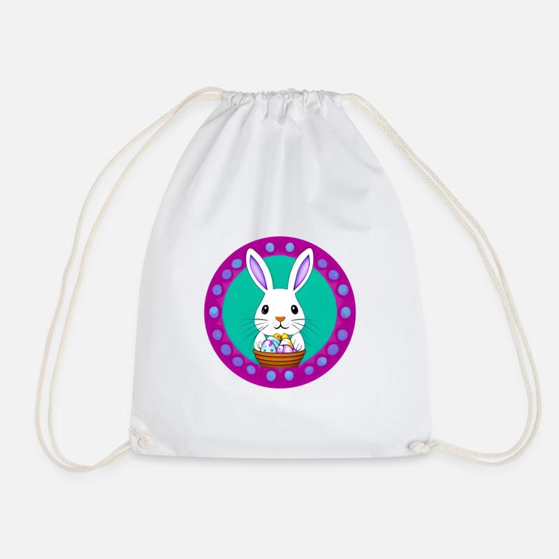 Easter Basket Easter Bunny - Drawstring Bag - white
