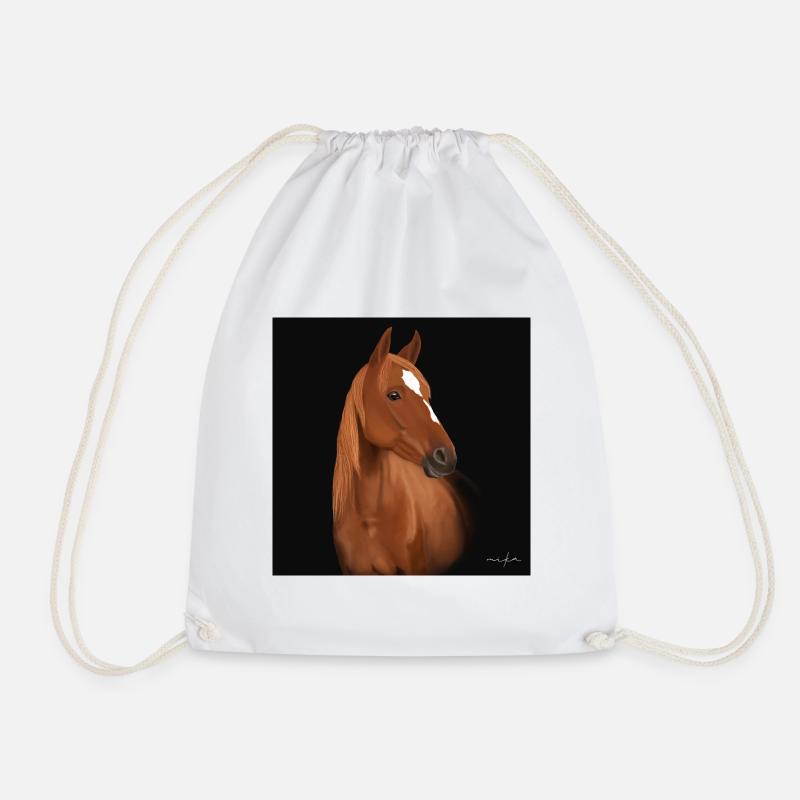 Chesnut horse - Drawstring Bag - white