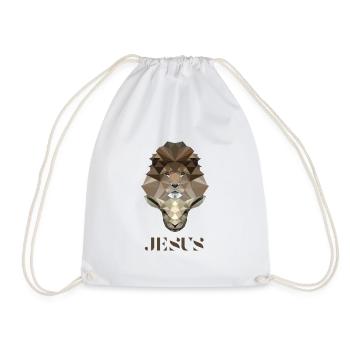 The Lion & The Lamb - Jesus - Poly Design - Drawstring Bag - white - Front