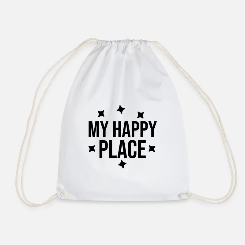 My Happy Place - Drawstring Bag - white