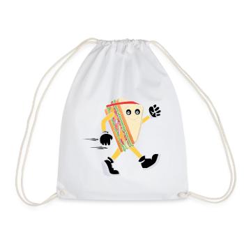 Fun Bread Sandwich Cardio Running Runners - Drawstring Bag - white - Front