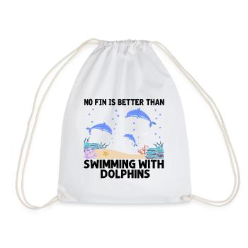 With Dolphins Swimming Dolphin Ocean Sea Mammal - Drawstring Bag - white - Front