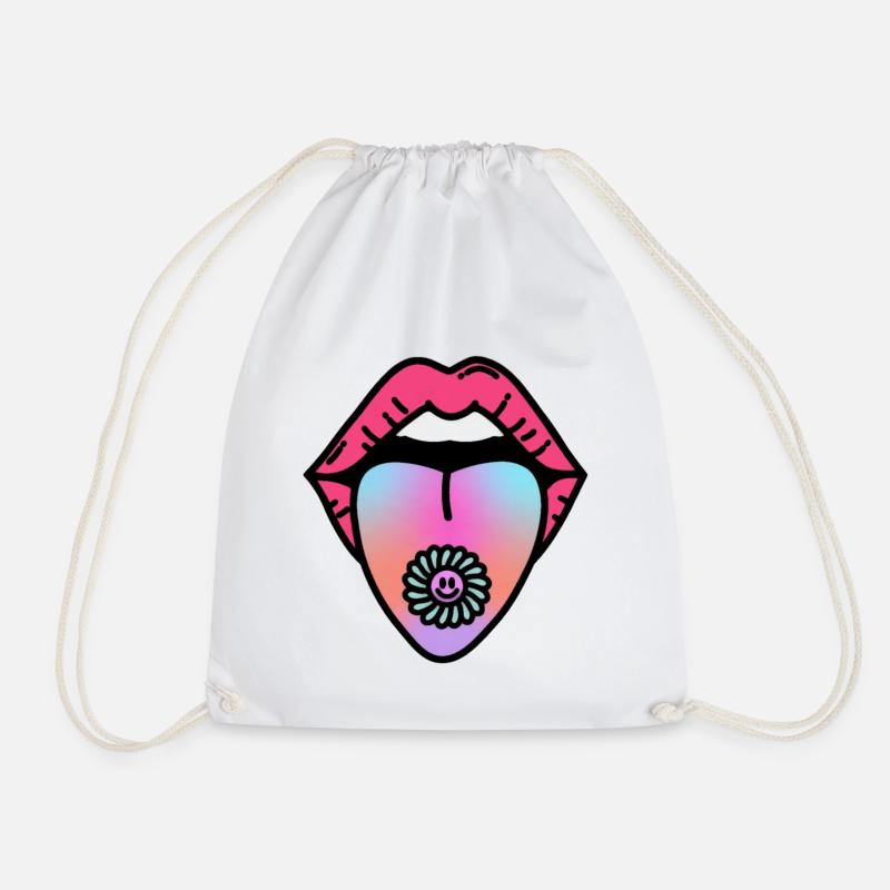 Happy - Drawstring Bag - white