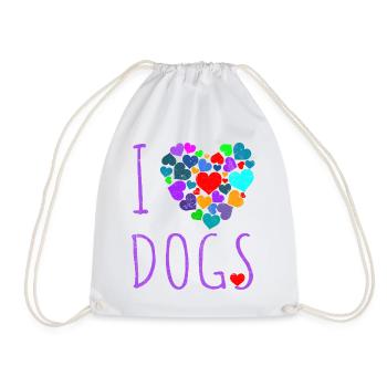 I LOVE DOGS VINTAGE - Turnbeutel - Weiß - Vorne
