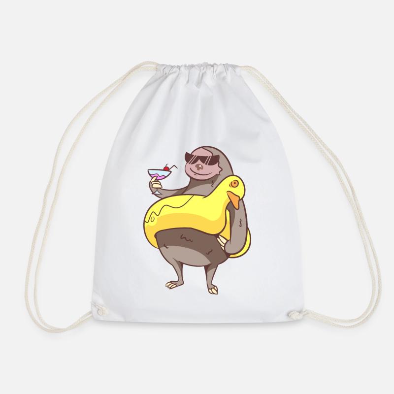 Summer sloth - Drawstring Bag - white