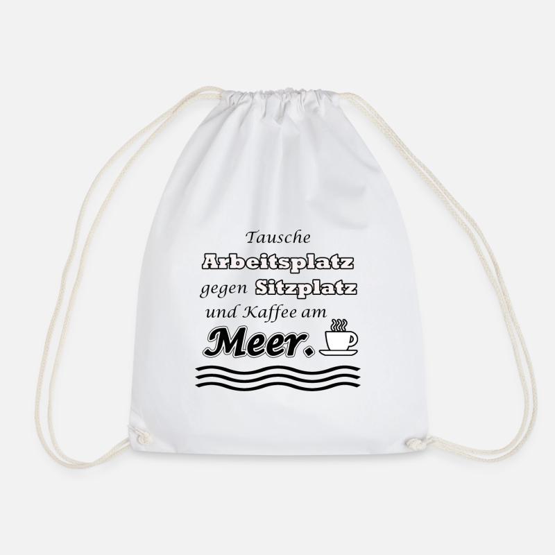 Meer und Kaffee Spruch | Yolo- Artwork - Turnbeutel - Weiß