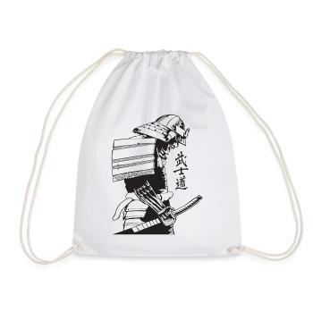 Samurai Warrior Washed, Retro - Drawstring Bag - white - Front