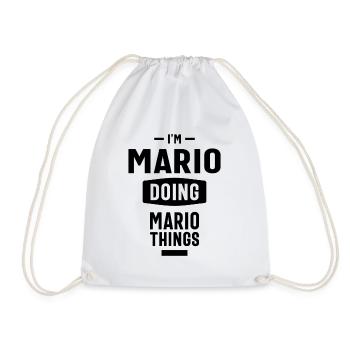 Mario Personalized Name Birthday Gift - Drawstring Bag - white - Front