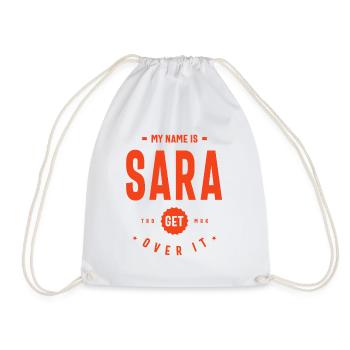 Sara Personalized Name Birthday Gift - Drawstring Bag - white - Front