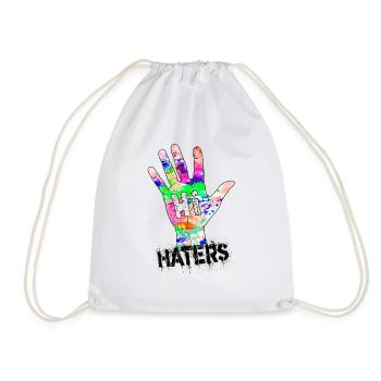 Hi Haters Coole Hand in Regenbogen Farben - Turnbeutel - Weiß - Vorne