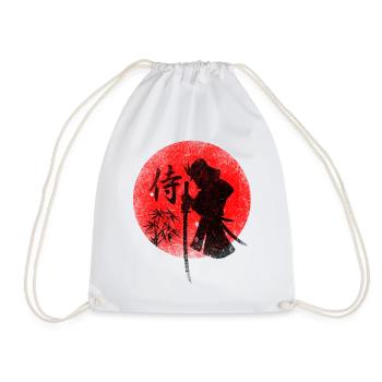 Samurai vor Roter Sonne mit Bambus - Turnbeutel - Weiß - Vorne