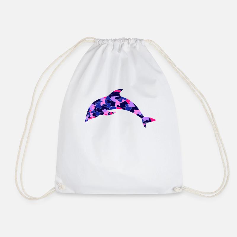 Dolphin - Drawstring Bag - white