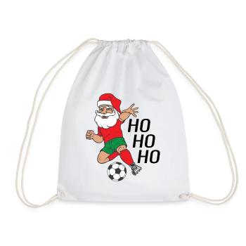 Santa Claus Santa Claus plays soccer Ho Ho Ho - Drawstring Bag - white - Front