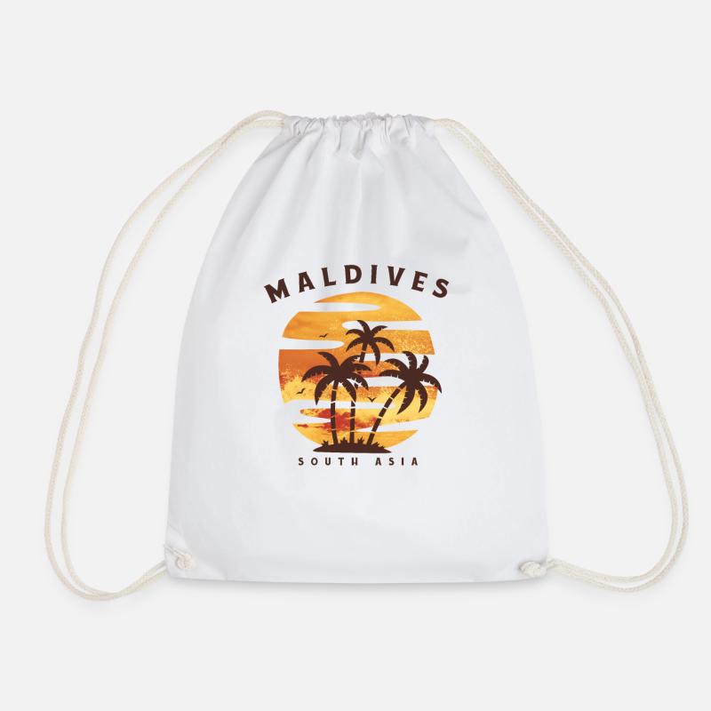 Maldives - Drawstring Bag - white