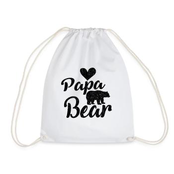 Papa Bear Bär Eltern Baby Partnerlook Herz Familie - Turnbeutel - Weiß - Vorne