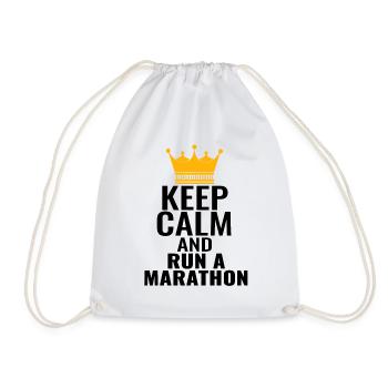 Marathon King Prince Crown Run Keep Calm saying - Drawstring Bag - white - Front