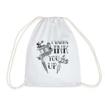 Tattoo artist tattoo needle tattoo saying Ink You Up - Drawstring Bag - white - Front