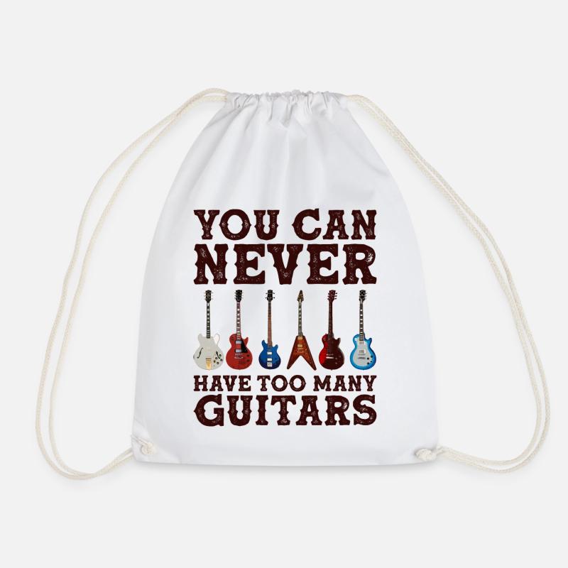 You Can Never Have Too Many Guitars graphic - Drawstring Bag - white