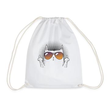 Middle Finger Cat with Sunglasses - Tolles Katzen - Turnbeutel - Weiß - Vorne