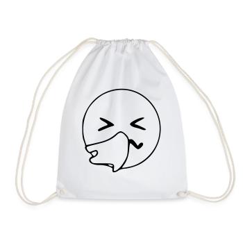 Emoji sneeze sketch black - Drawstring Bag - white - Front