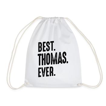 Mens Funny Personalized Name Thomas - Drawstring Bag - white - Front